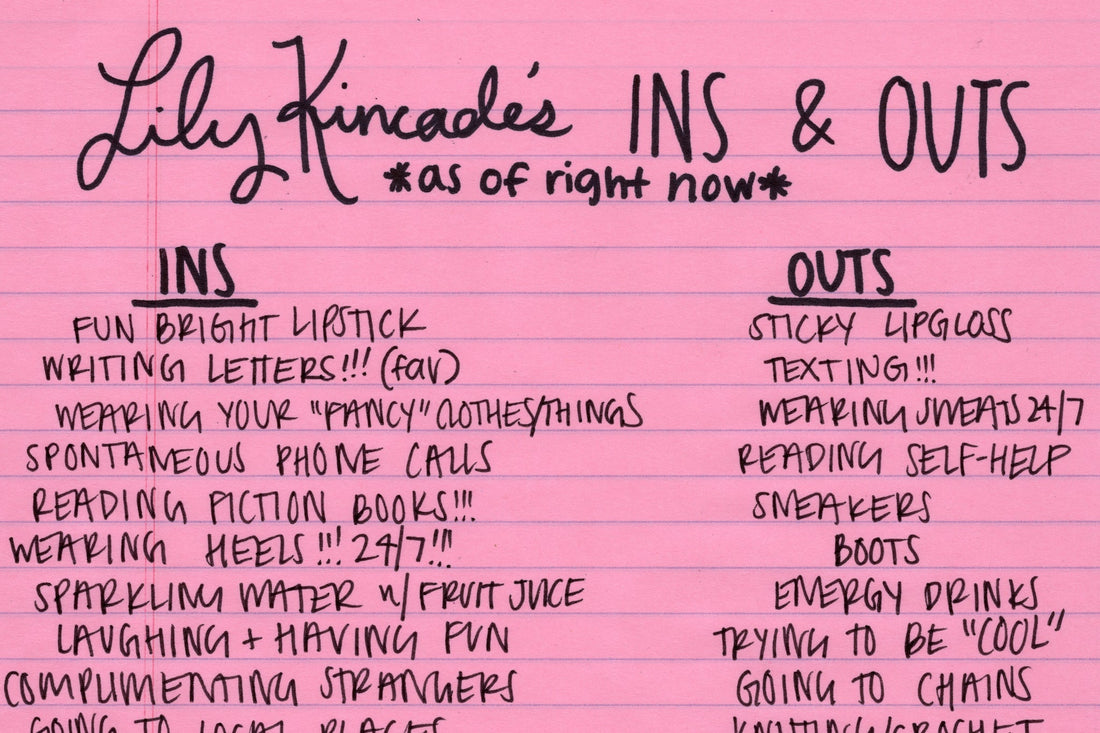 My Current Ins and Outs